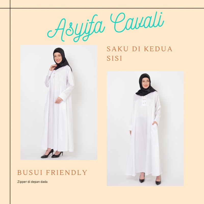 Asyifa Cavali Dress - Gamis V Slit Busui Friendly