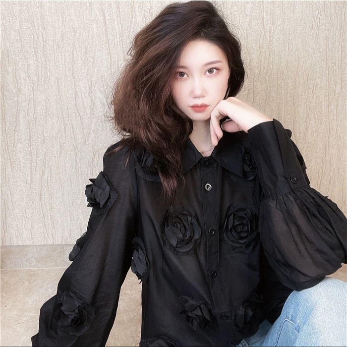 HI924 3D Rose Applique Shirt