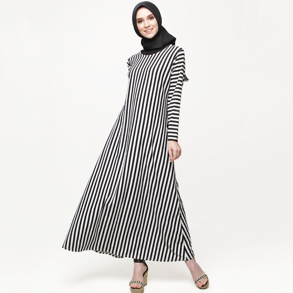 Alia Striped Dress Big Size - Gamis Nagita Slavina Mama Gigi