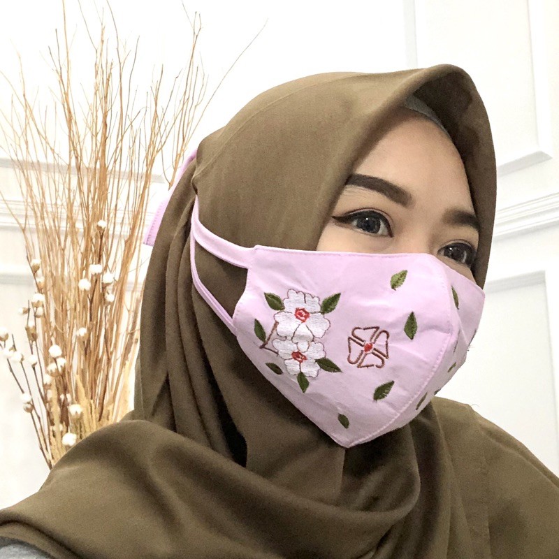 3ply Embroidery Mask Flower Series - Masker 3 lapis series bunga