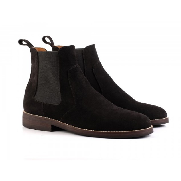 Chelsea Boots Suede Black Geunine Leather 