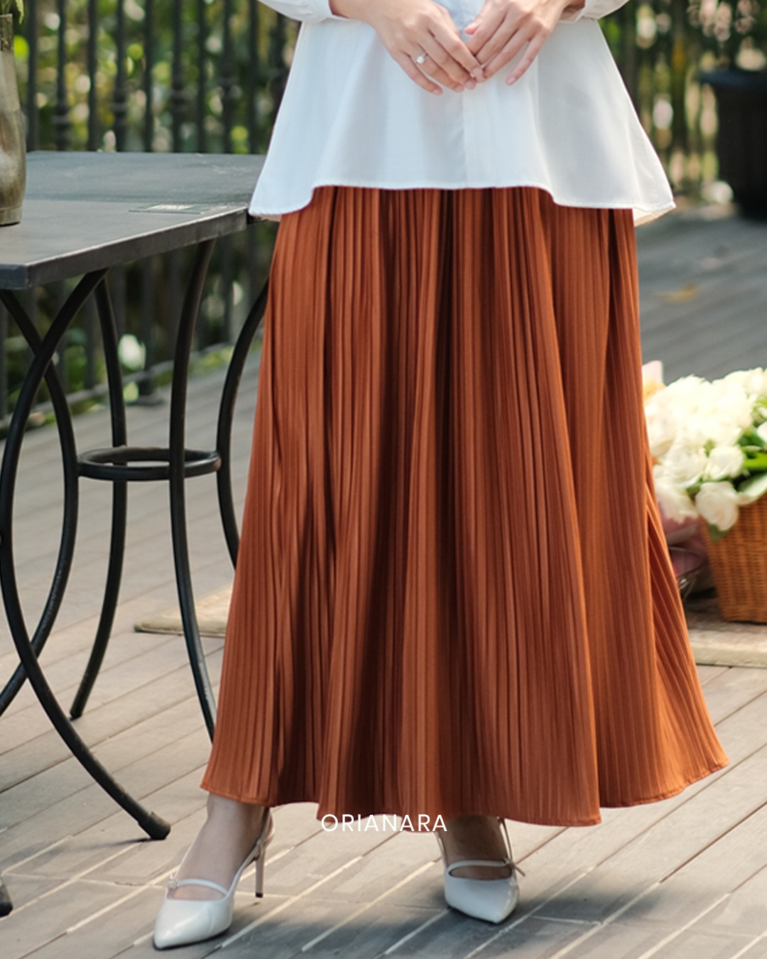 Pleated Skirt Tangerine