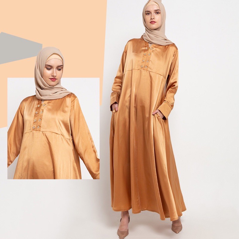 Asyifa Cavali Dress - Gamis V Slit Busui Friendly