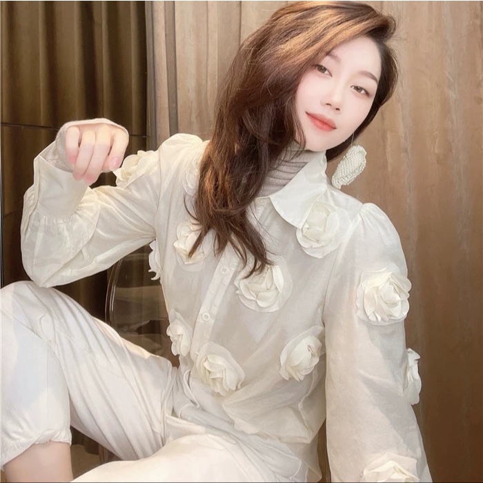 HI924 3D Rose Applique Shirt