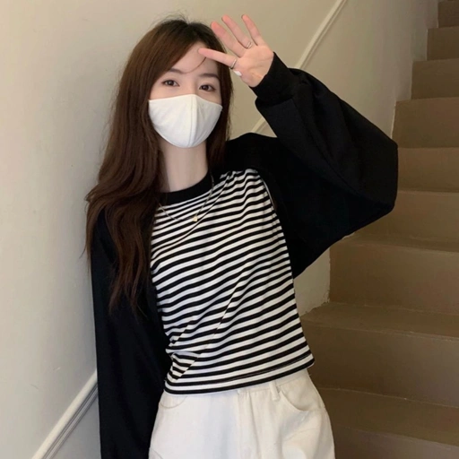 Image of HI847 KAOS MOTIF GARIS KOREAN STYLE