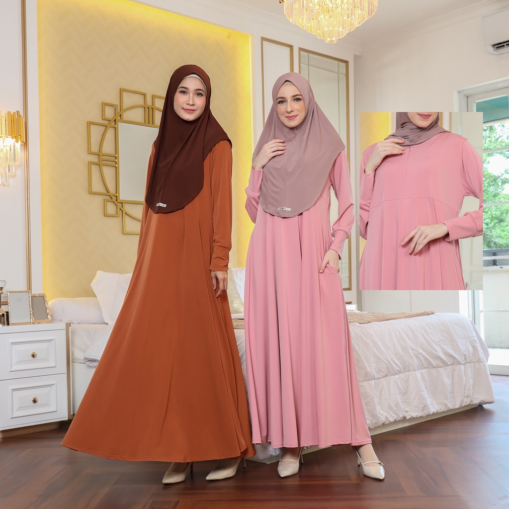 Delisha Jersey Dress - Gamis Jersey Polos Busui untuk sehari - hari