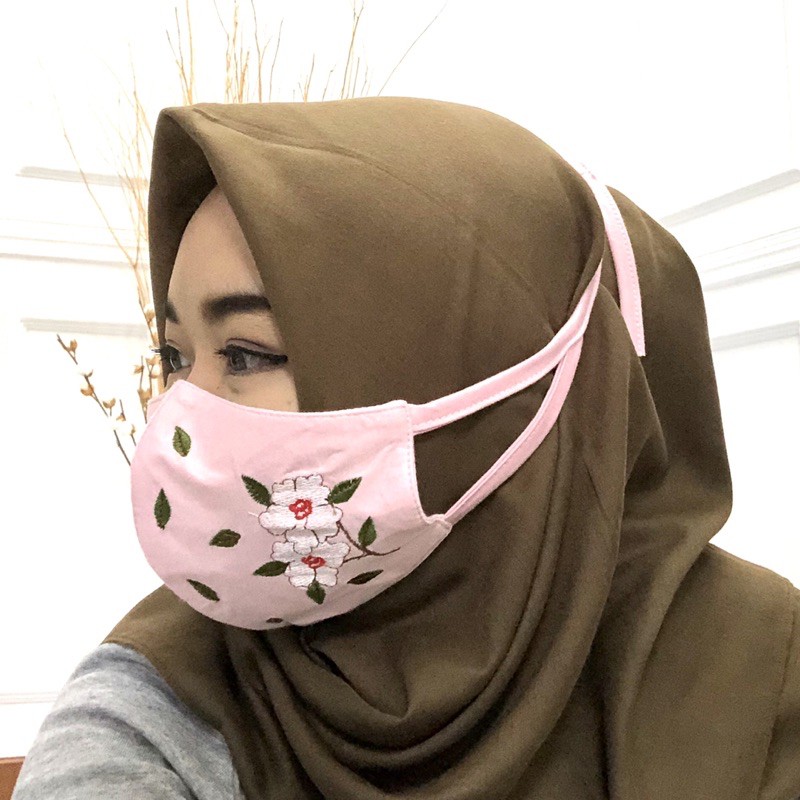 3ply Embroidery Mask Flower Series - Masker 3 lapis series bunga