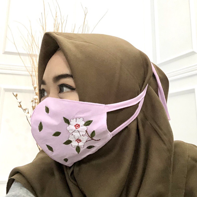 3ply Embroidery Mask Flower Series - Masker 3 lapis series bunga