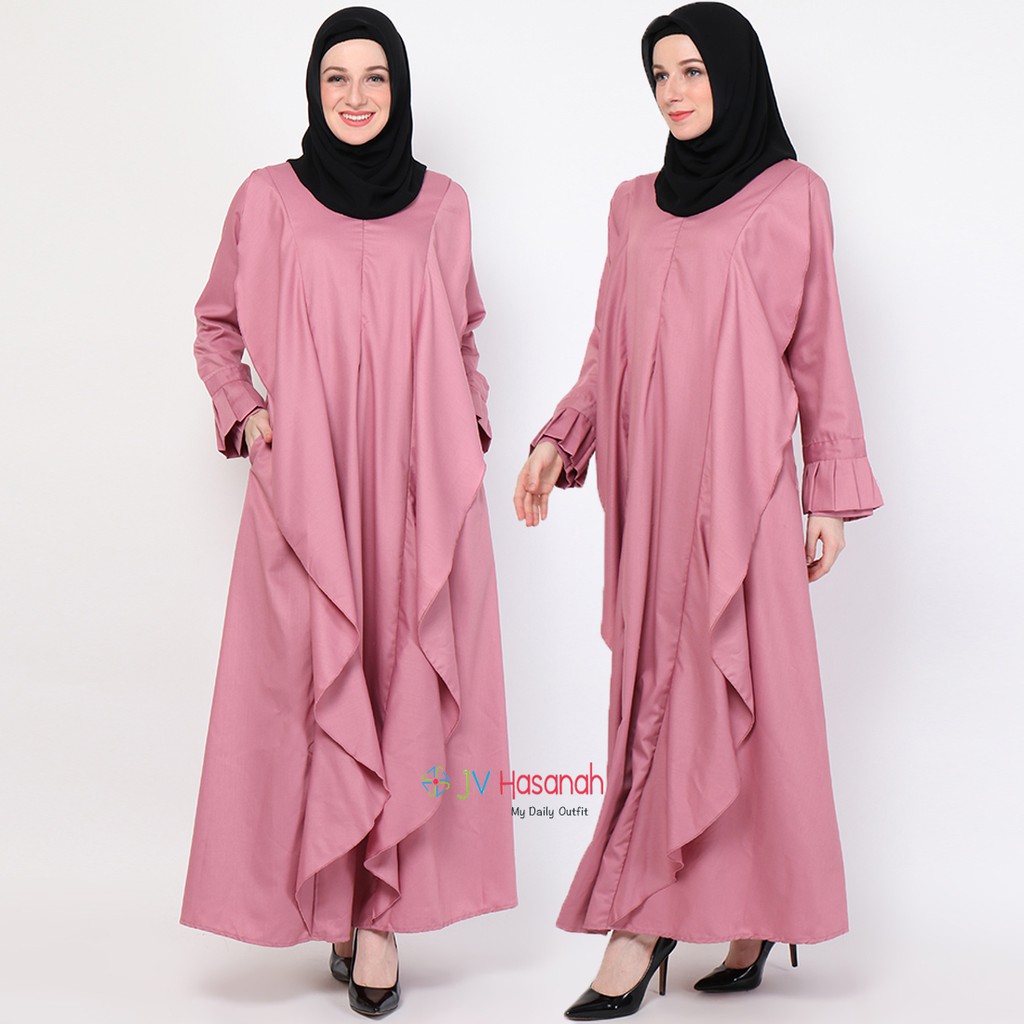 Aliza Flare Dress Pink - Gamis Katun Toyobo Premium