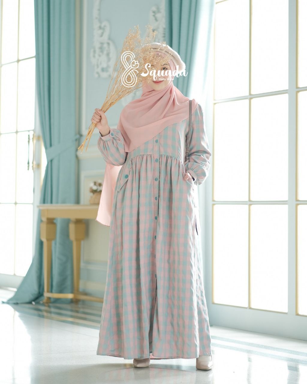 PLAID DRESS PINK MINT
