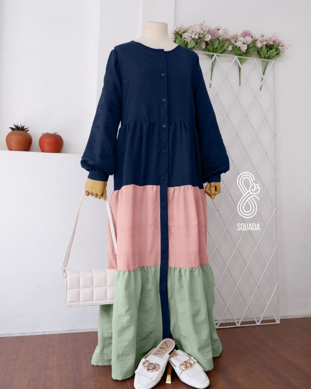 ZHIYA DRESS NAVY (soft crinkle)