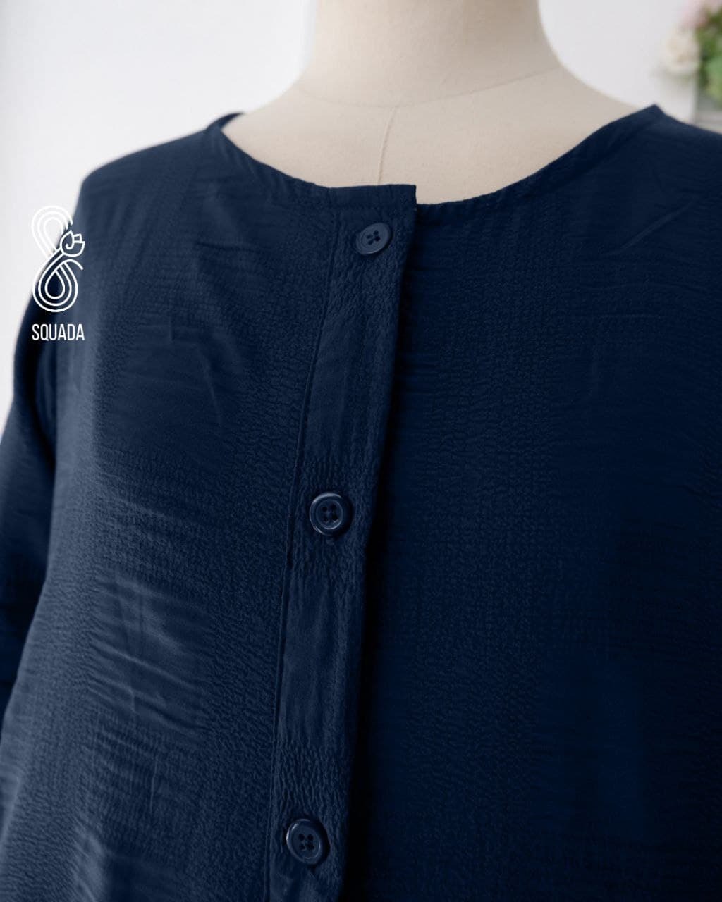 ZHIYA DRESS NAVY (soft crinkle)