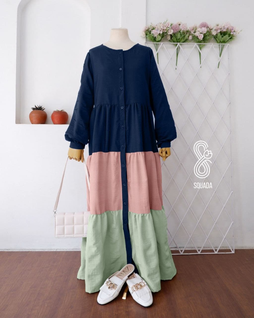 ZHIYA DRESS NAVY (soft crinkle)