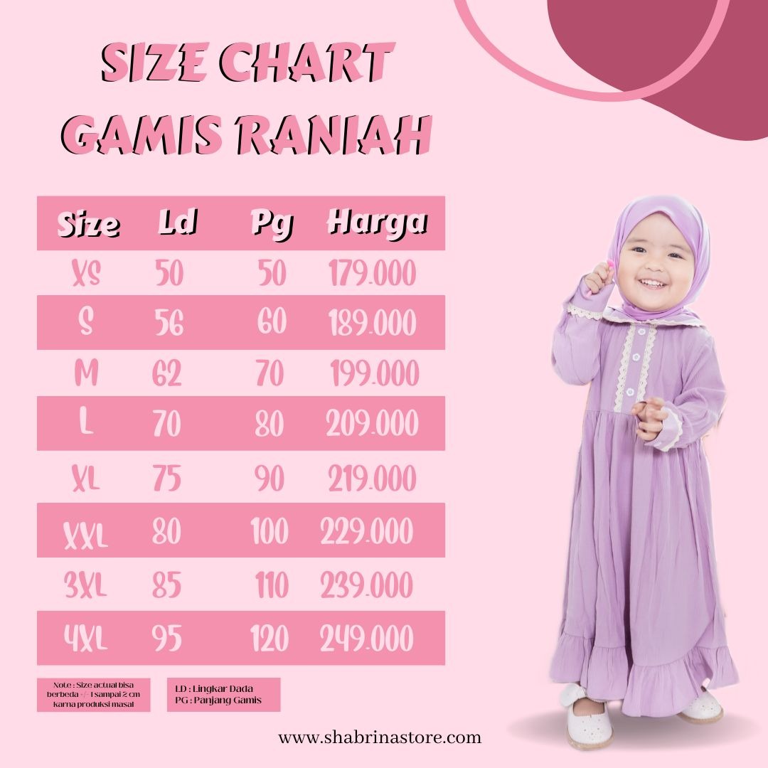 Gamis Raniah POLOS Set (sz XL,XXL,3XL, dan 4XL) by Shabrina