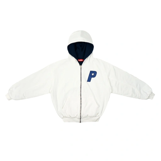 Image of PREFACE Reversible Zip Hoodie Broken White / Navy