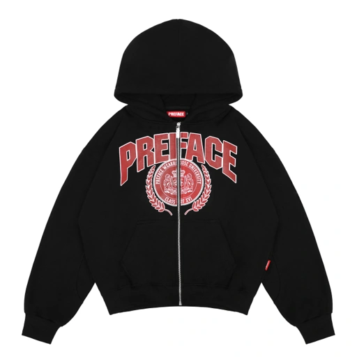 Image of PREFACE Alma Mater Zip Hoodie Black