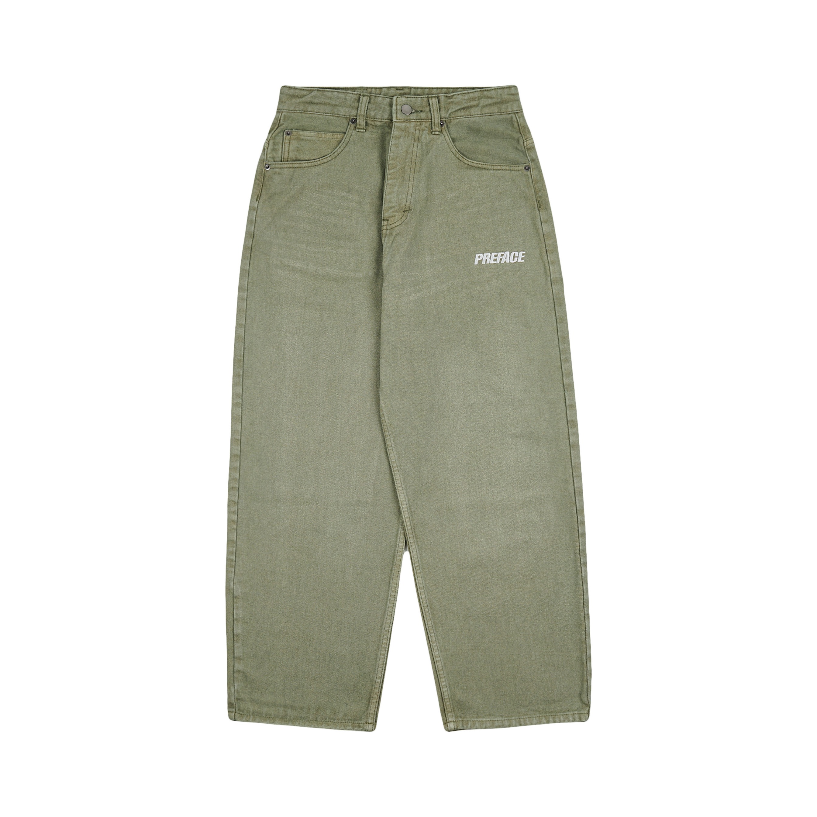 DENIM BARREL JEANS - MATCHA