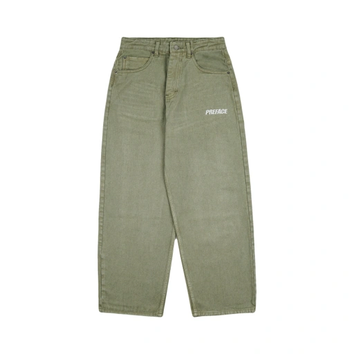 DENIM BARREL JEANS - MATCHA