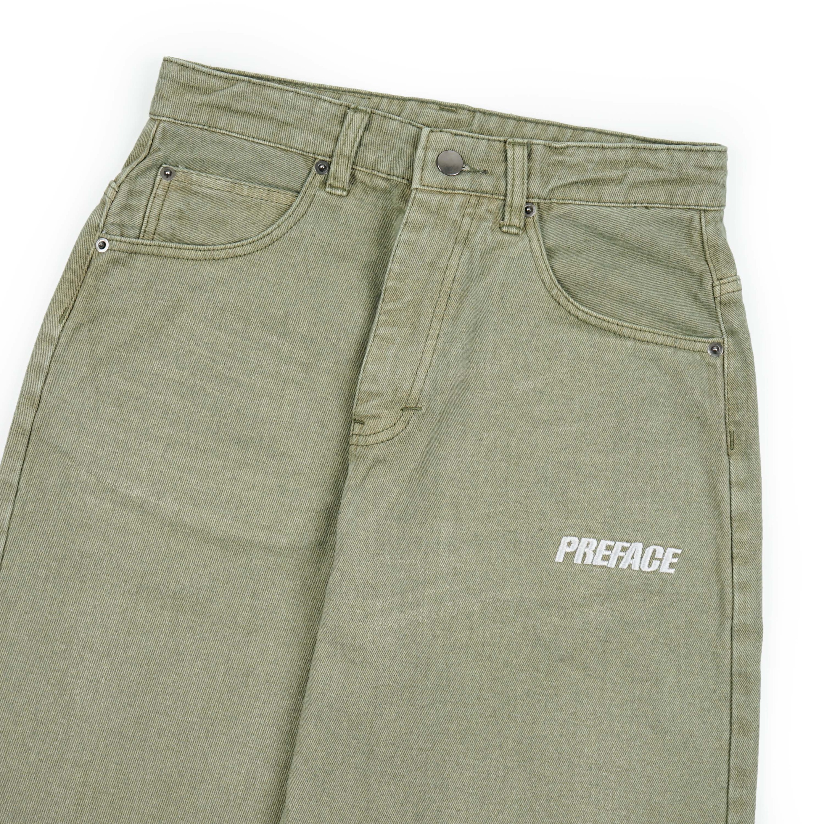 DENIM BARREL JEANS - MATCHA