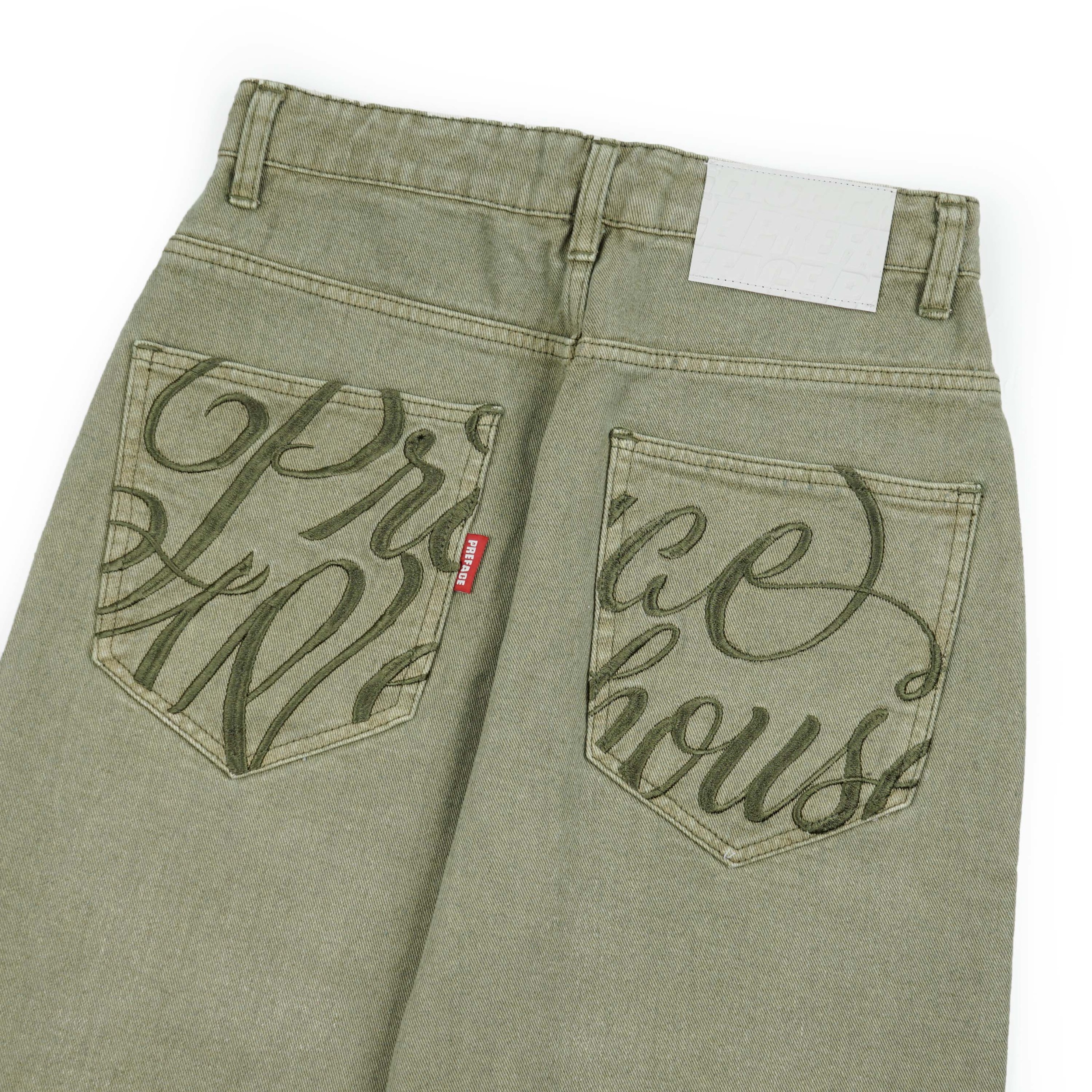 DENIM BARREL JEANS - MATCHA