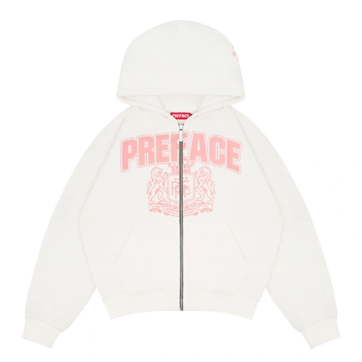 Image of PREFACE Class of XVI Zip Hoodie Broken White
