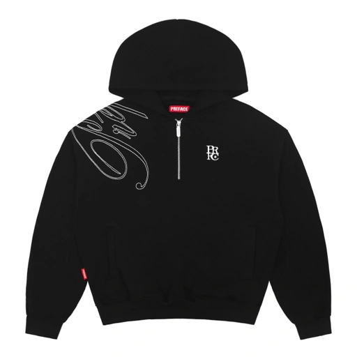 Image of PREFACE Half Zip Hoodie Black