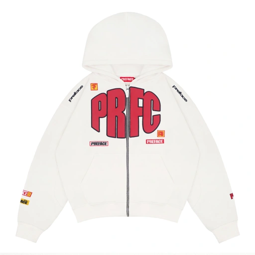 Image of PREFACE Redtype Zip Hoodie Broken White