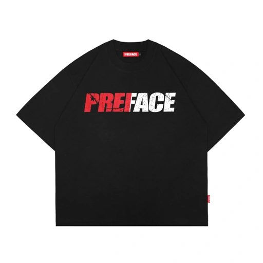 Image of PREFACE Red White Star Tee Black