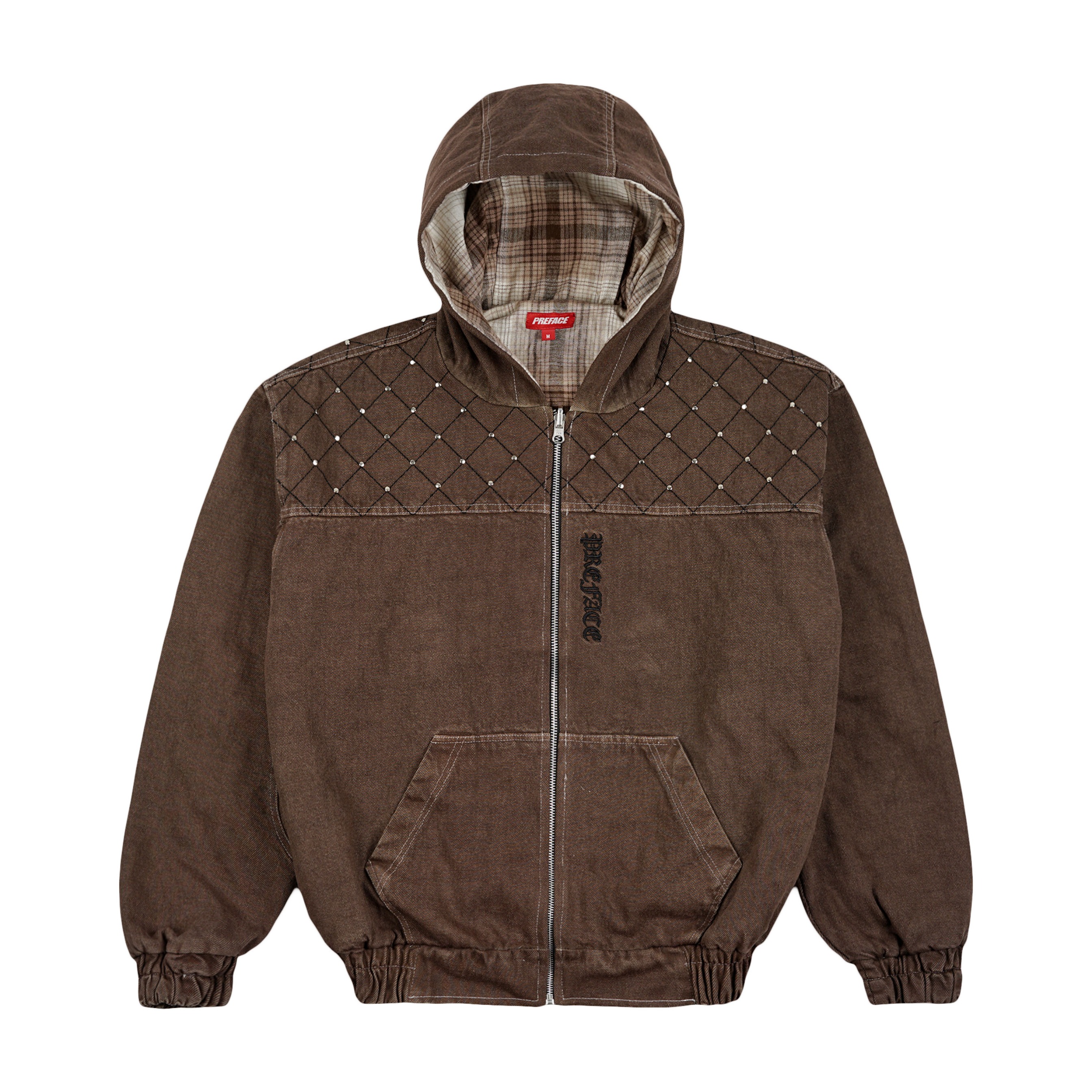 REVERSIBLE ZIP DENIM HOODIE - UMBER
