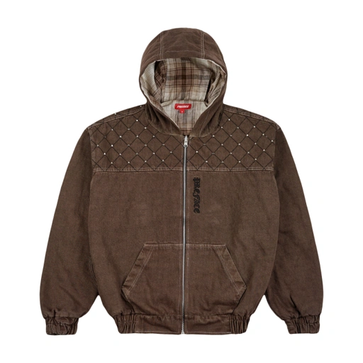 REVERSIBLE ZIP DENIM HOODIE - UMBER