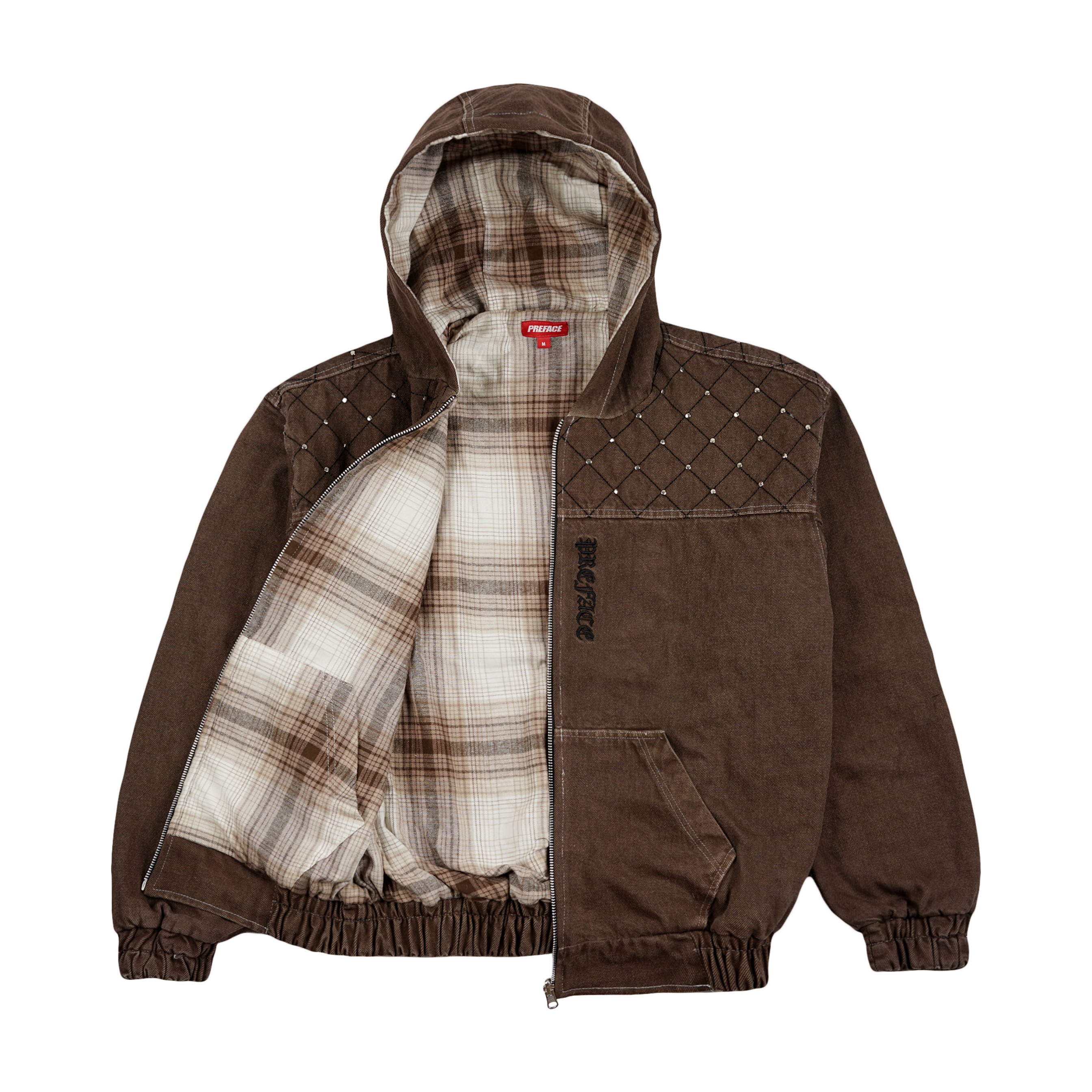 REVERSIBLE ZIP DENIM HOODIE - UMBER