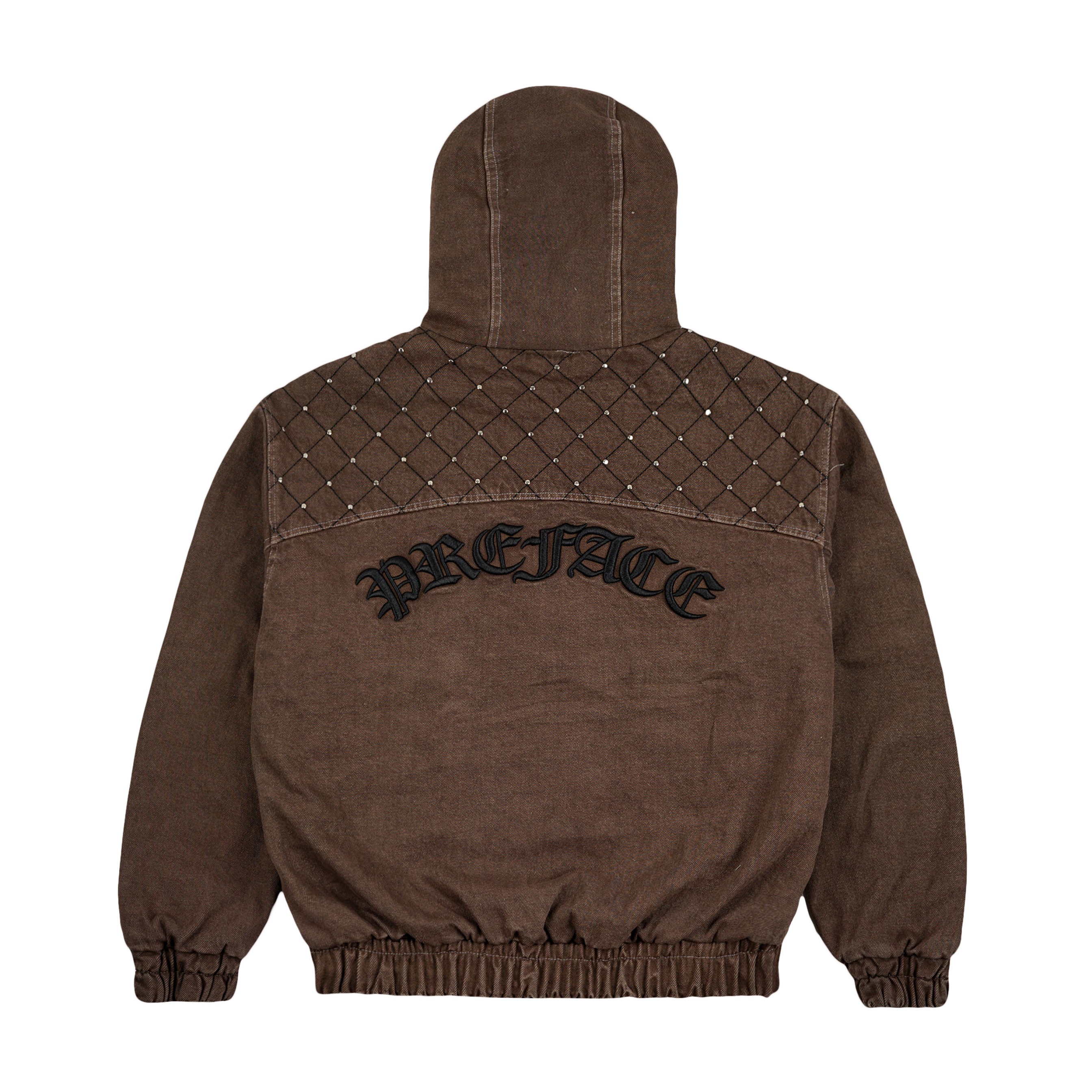 REVERSIBLE ZIP DENIM HOODIE - UMBER
