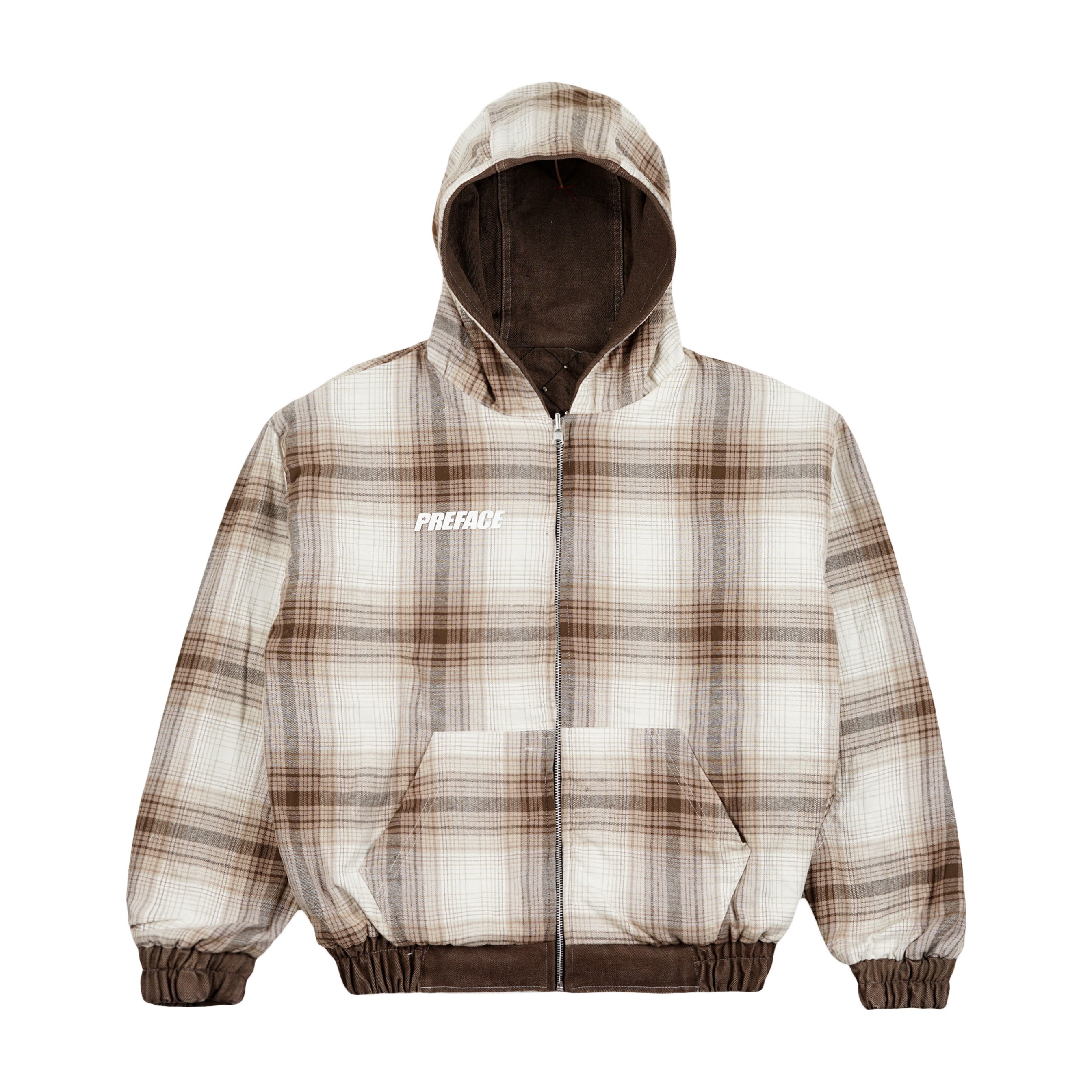 REVERSIBLE ZIP DENIM HOODIE - UMBER