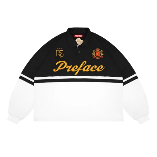 Image of PREFACE Royal Rugby Shirt Black/White