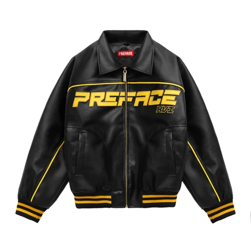 Image of PREFACE Golden Era Leather Jacket Black