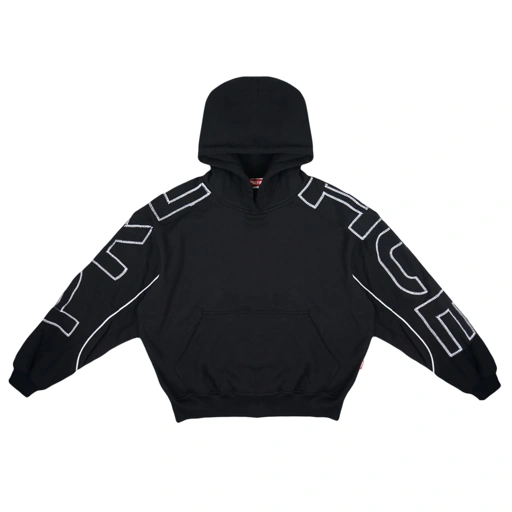 Image of PREFACE Curve Stitch Hoodie Black