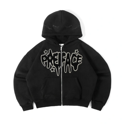 PREFACE Starry Night Zip Hoodie Black