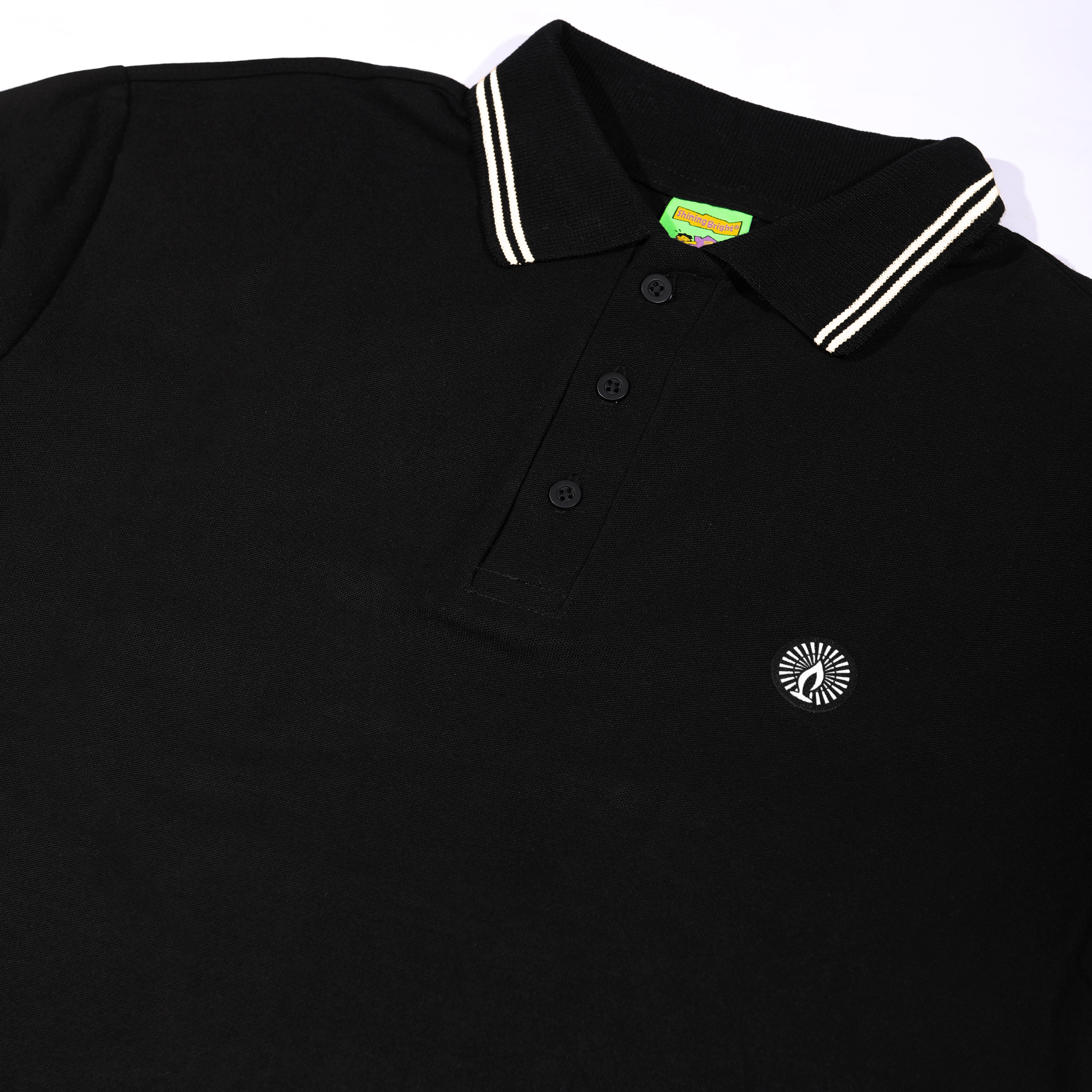 Shining Bright Light White Polo Shirt - Black