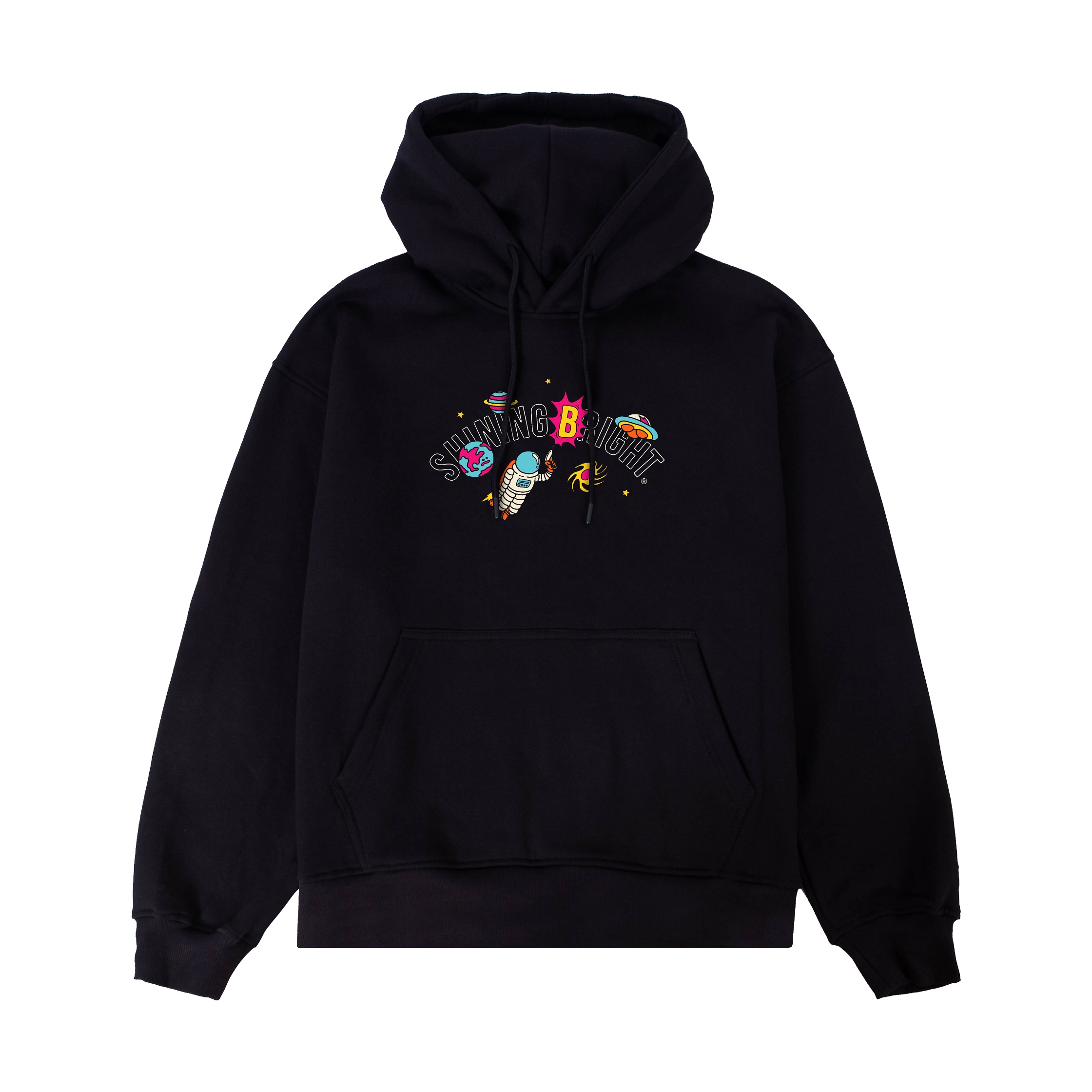Shining Bright Astro Space Pullover Hoodie - Black