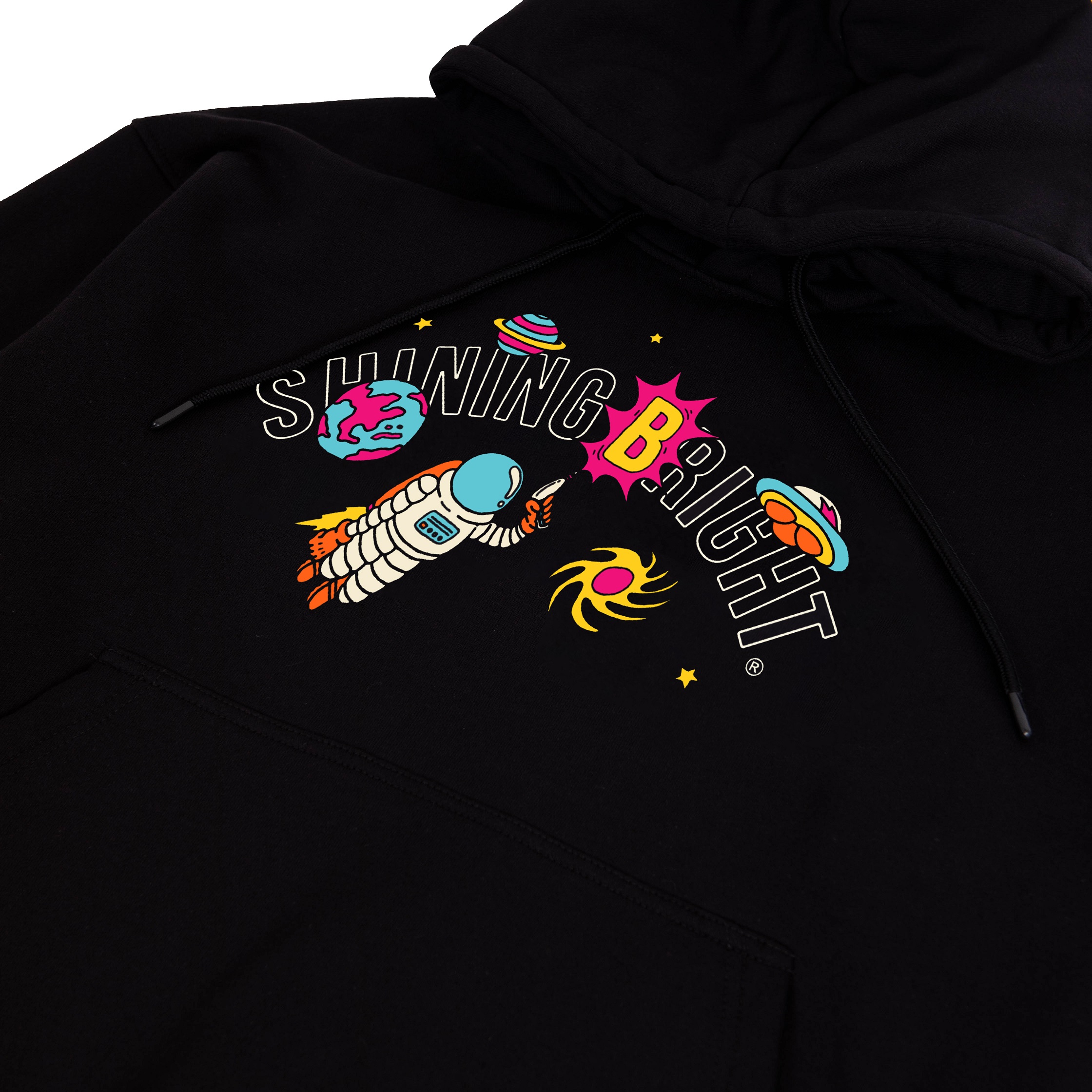 Shining Bright Astro Space Pullover Hoodie - Black