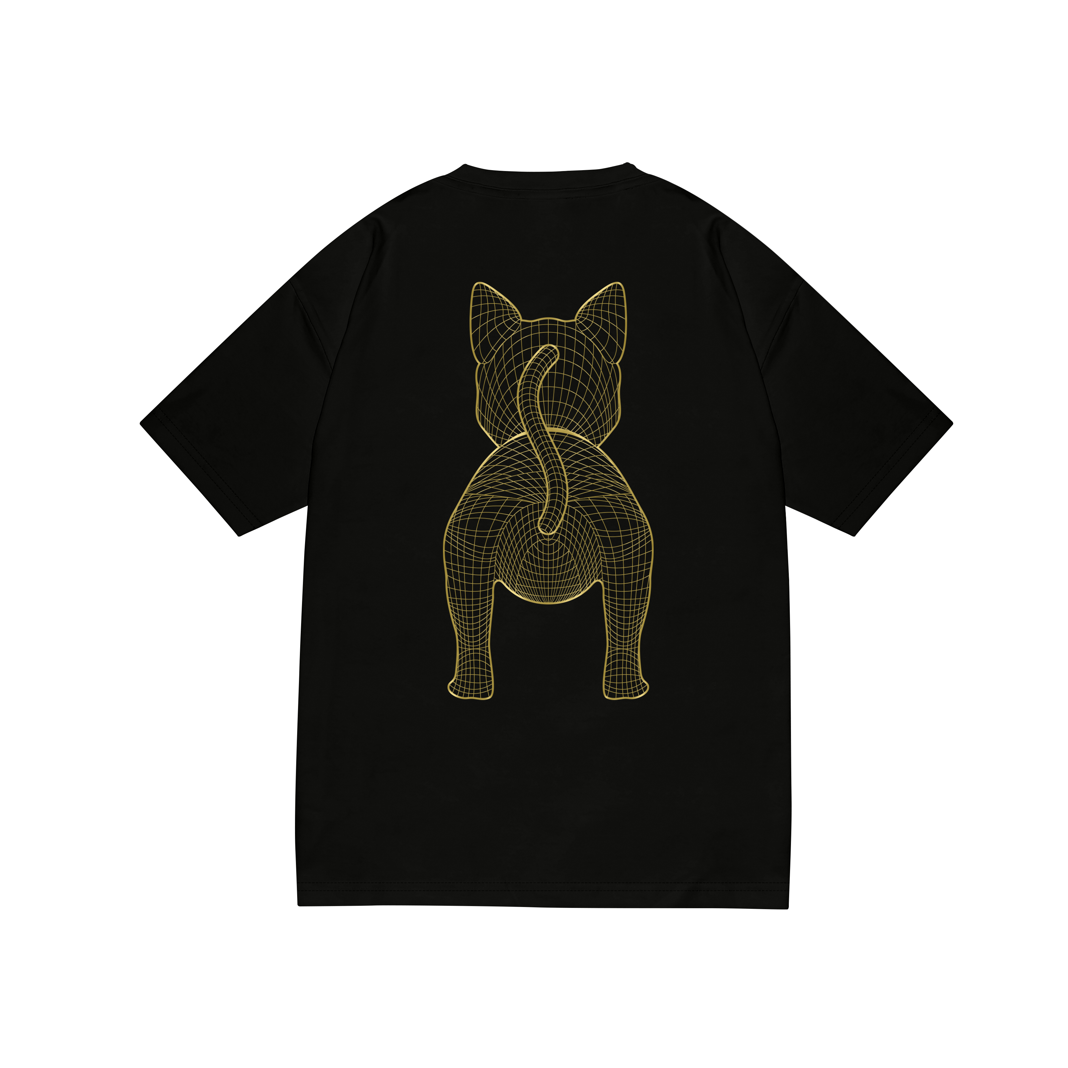 Shining Bright Cat Wire Gold Tshirt - Black
