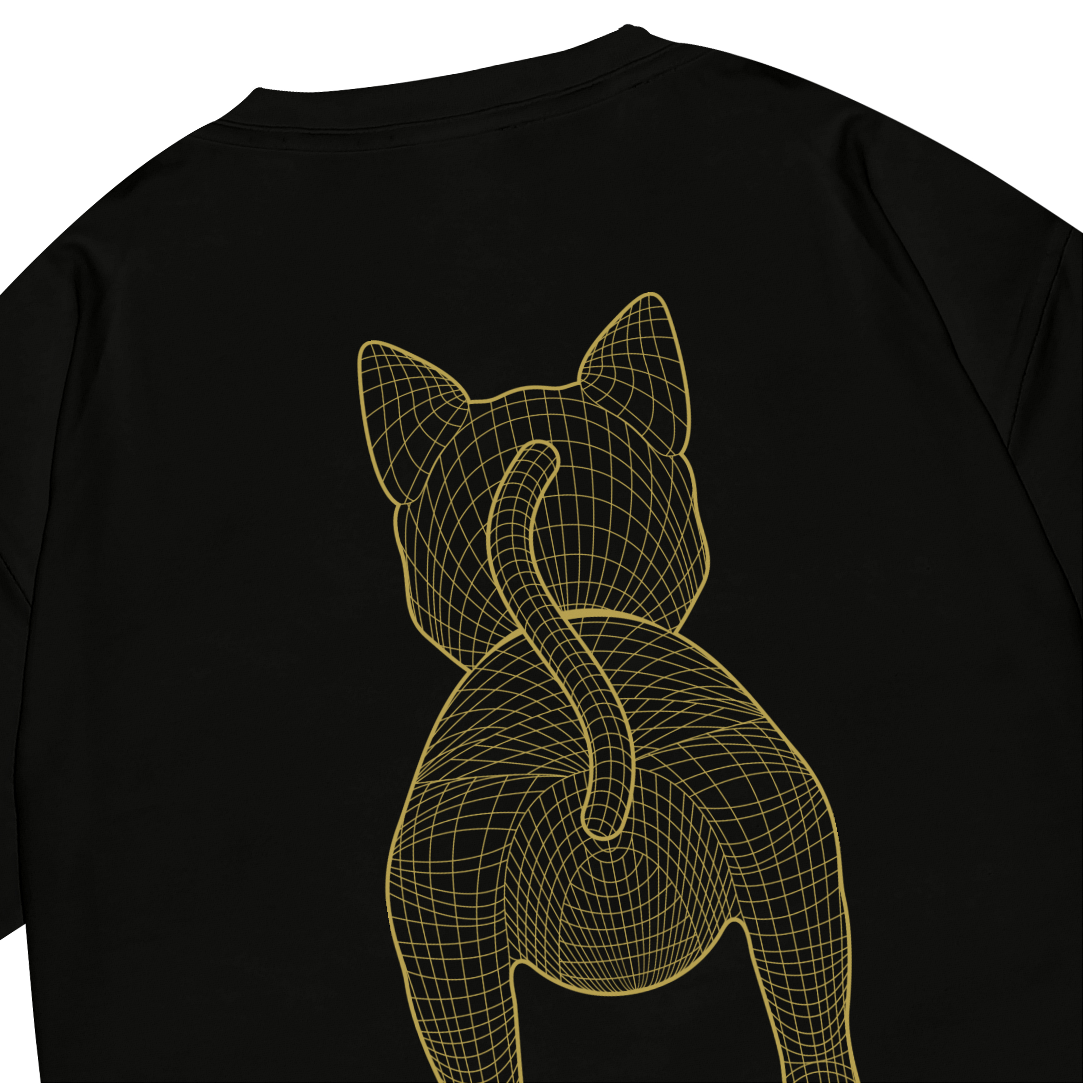 Shining Bright Cat Wire Gold Tshirt - Black
