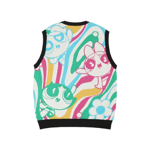 Image of Powerpuffs Girls Marble Team Knitvest - Multi Color