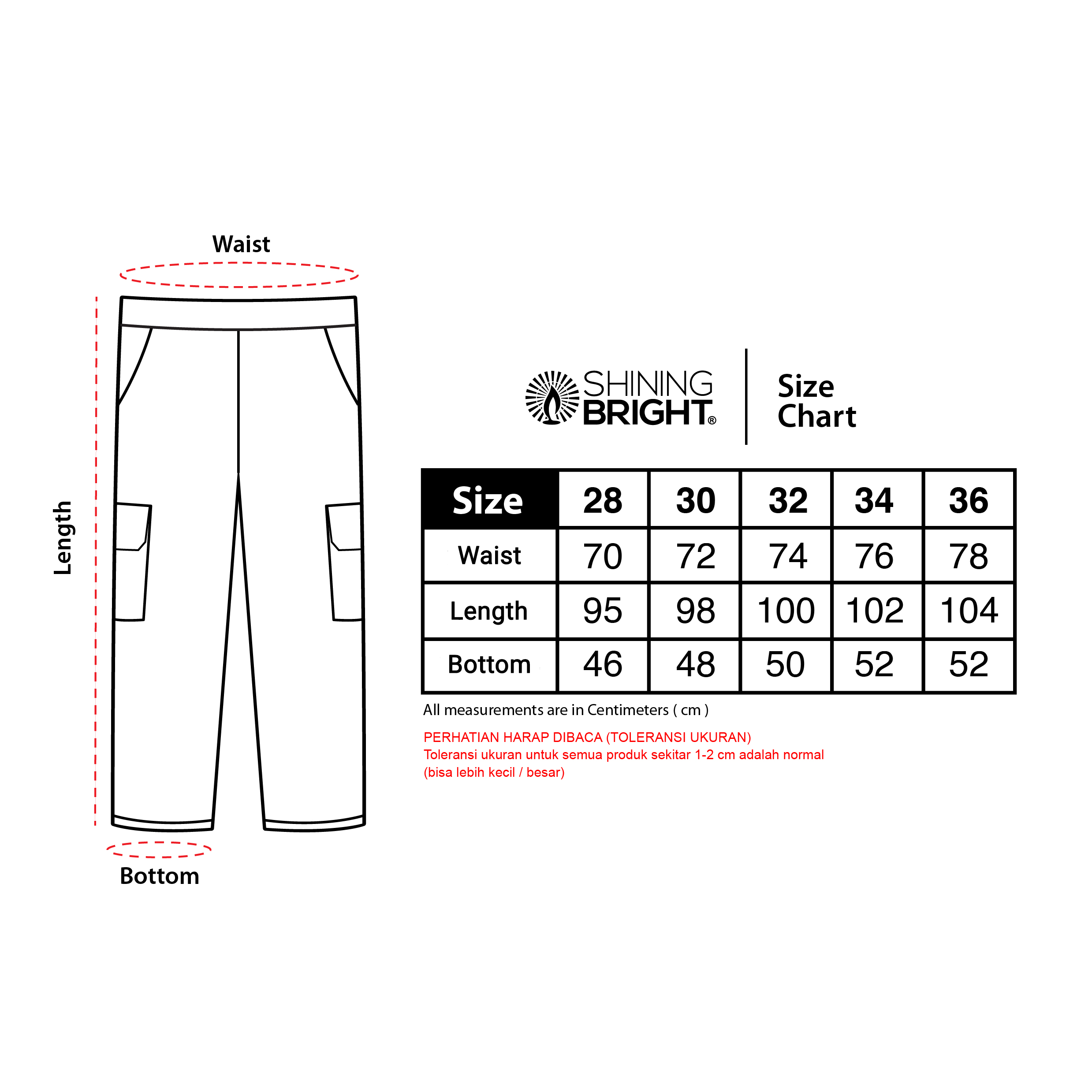 Shining Bright Light Long Cargo Pants - Army