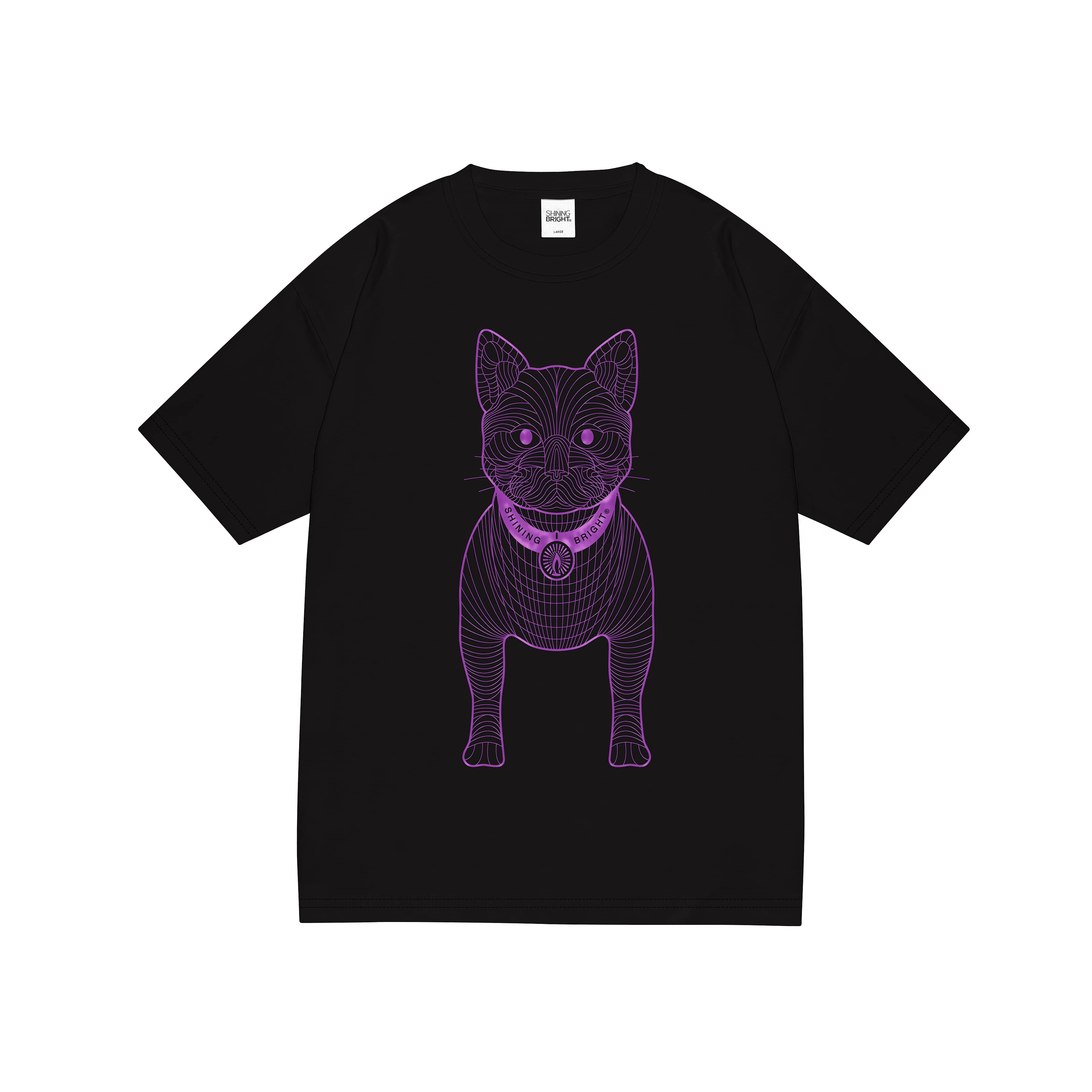 Shining Bright Cat Wire Purp Tshirt - Black