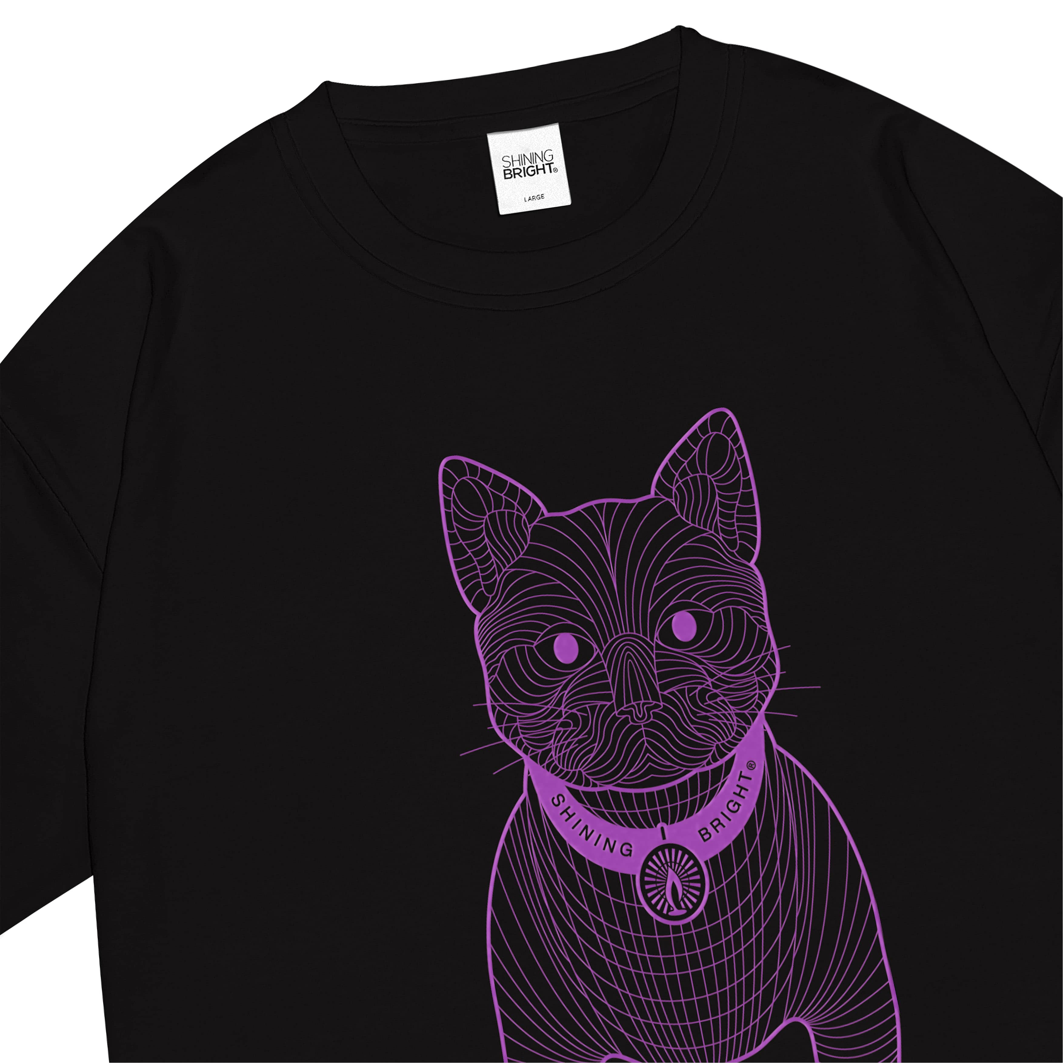 Shining Bright Cat Wire Purp Tshirt - Black