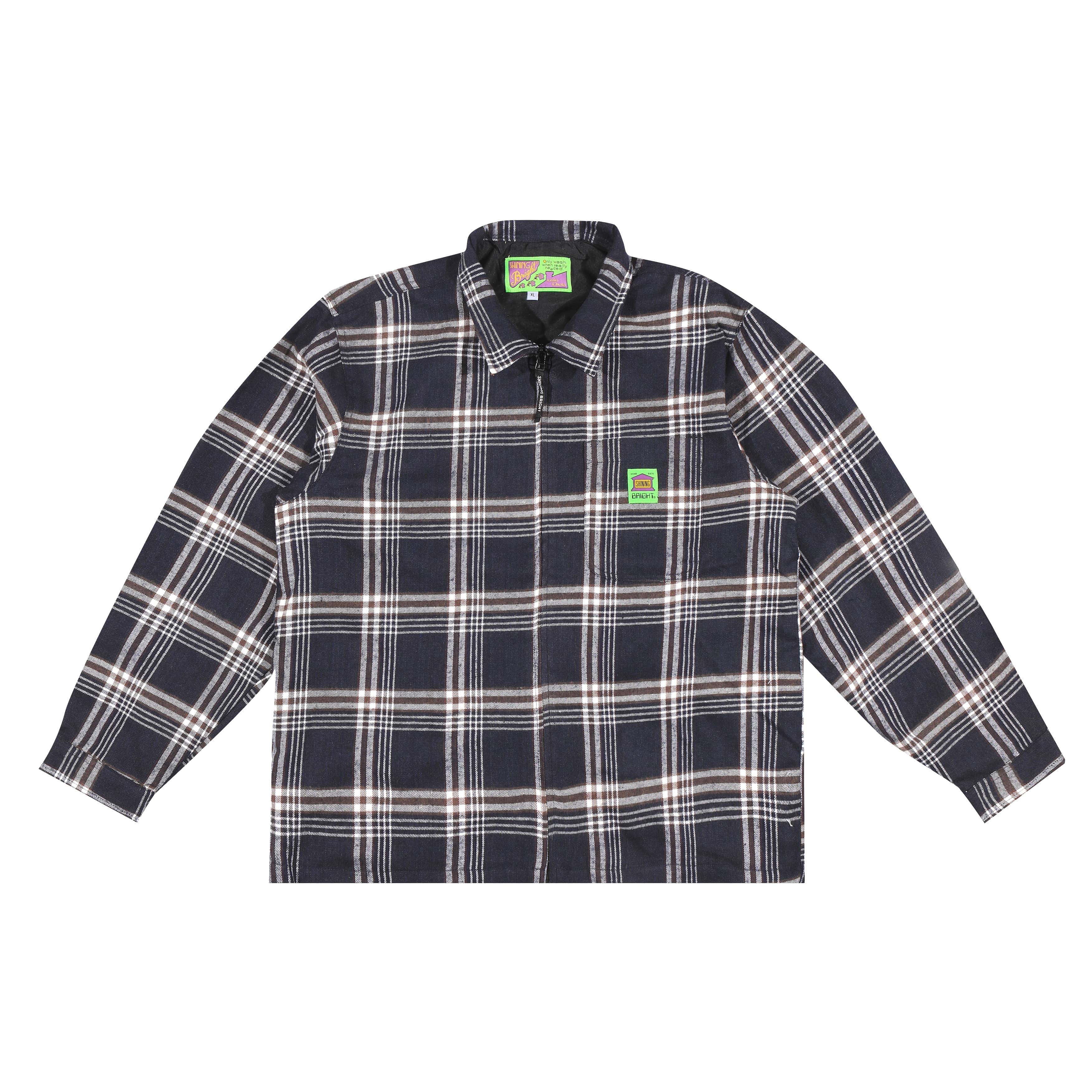 Shining Bright Home Work Jacket Brown - Navy White
