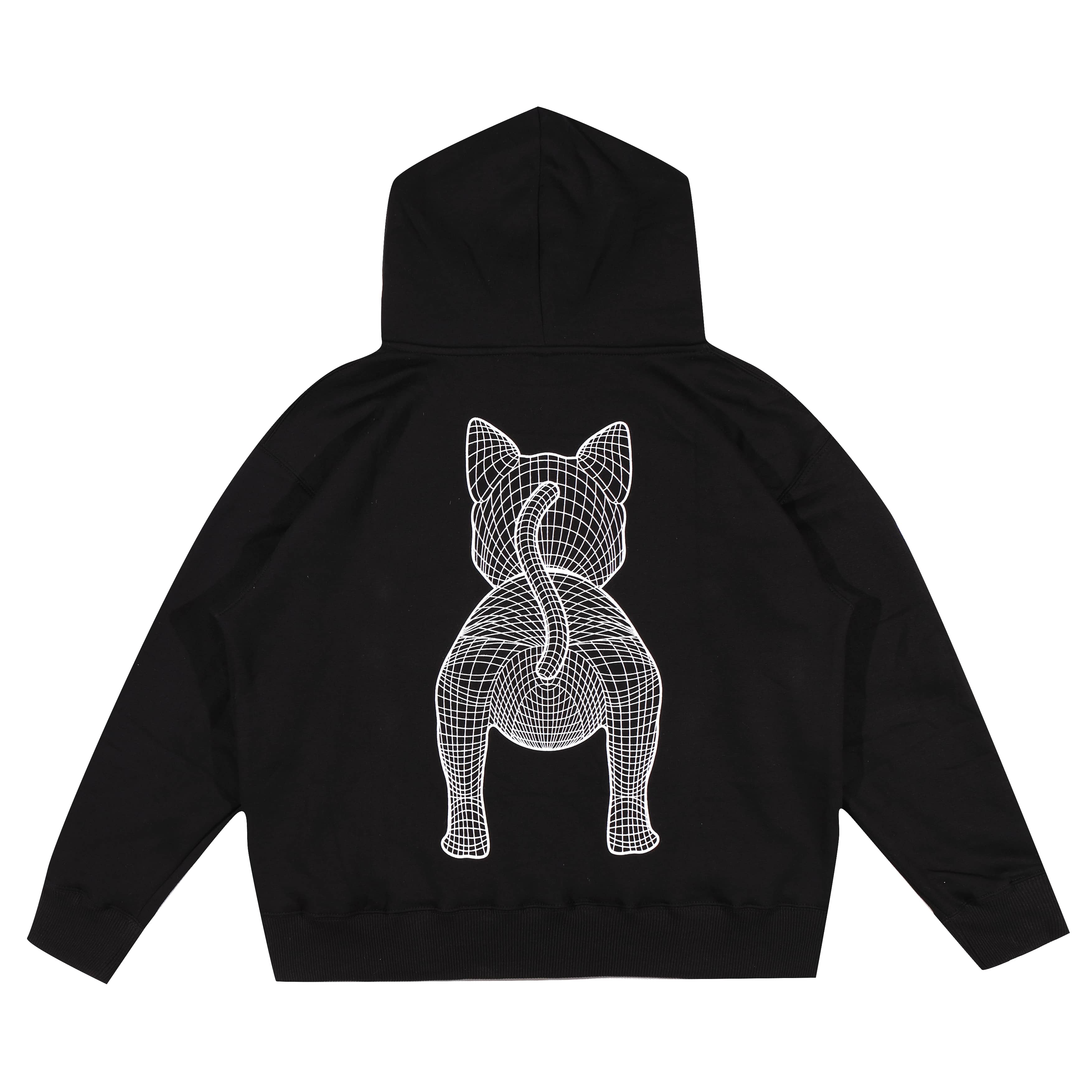 Shining Bright Cat Wire Pullover Hoodie - Black