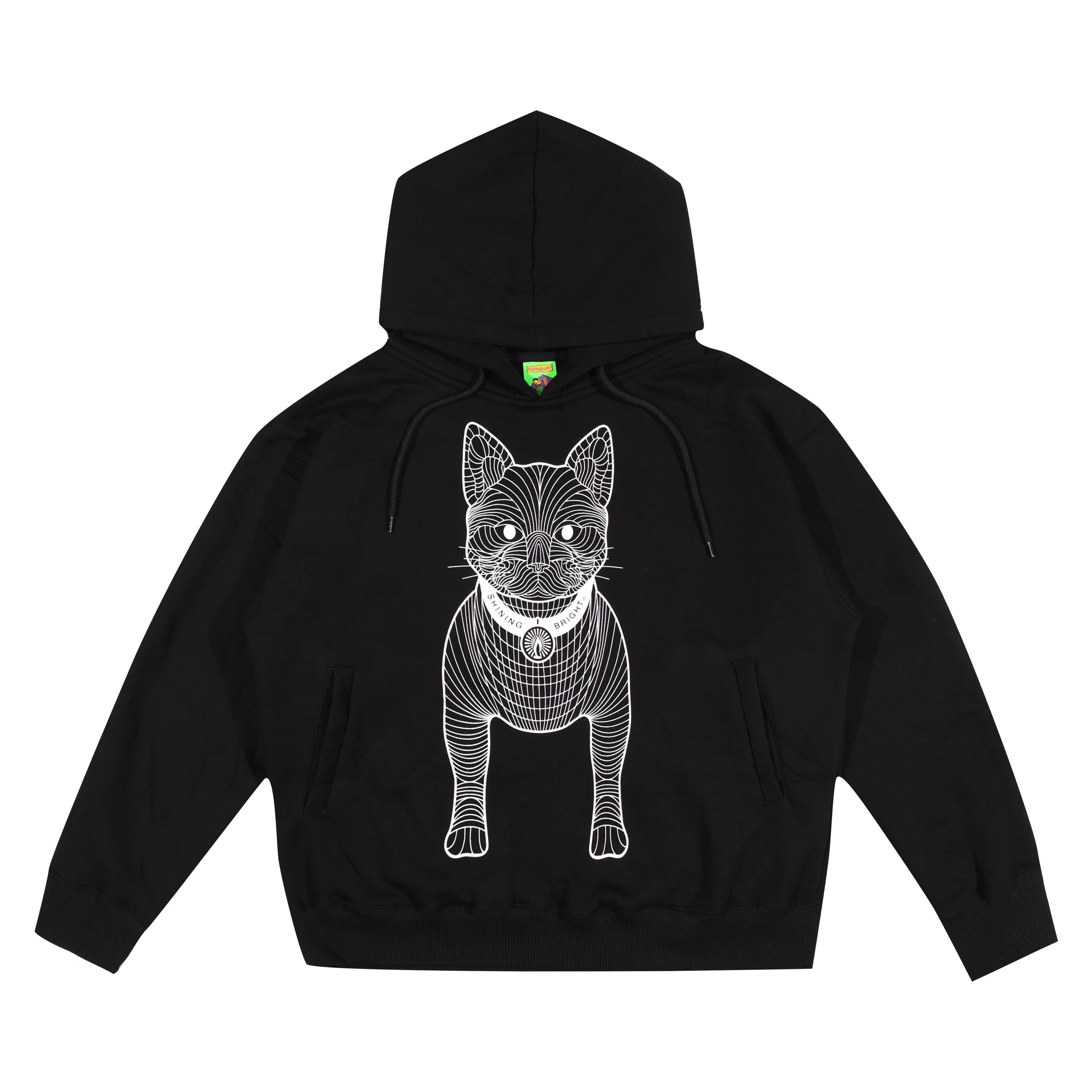 Shining Bright Cat Wire Pullover Hoodie - Black