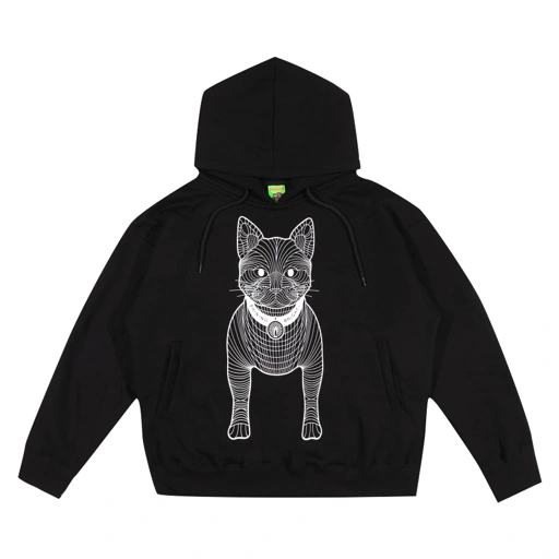 Image of Shining Bright Cat Wire Pullover Hoodie - Black